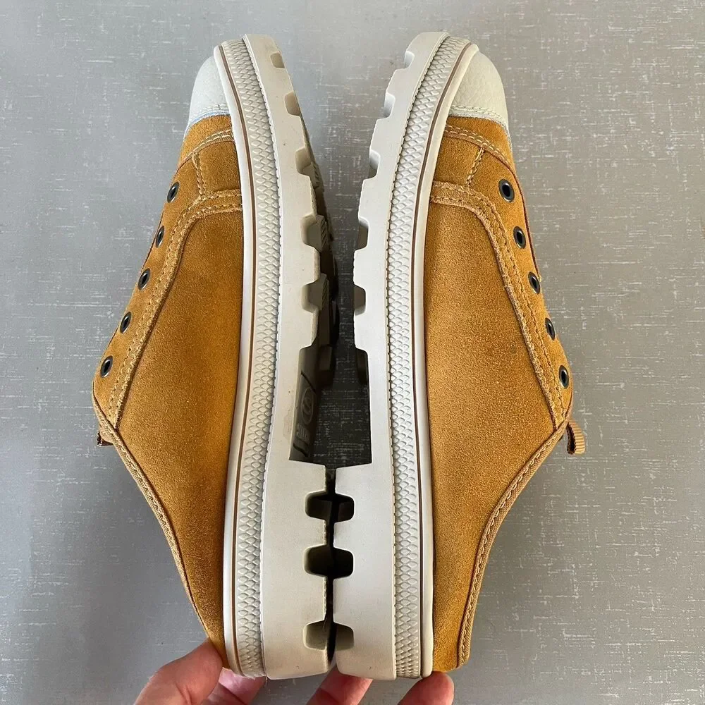 Skechers Suede Cozy Lug Sole Mule Sneakers Yellow Womens‎ 7.5 Slip On Shoes